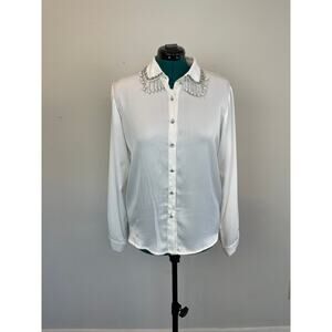 White Satin Embellished Blouse